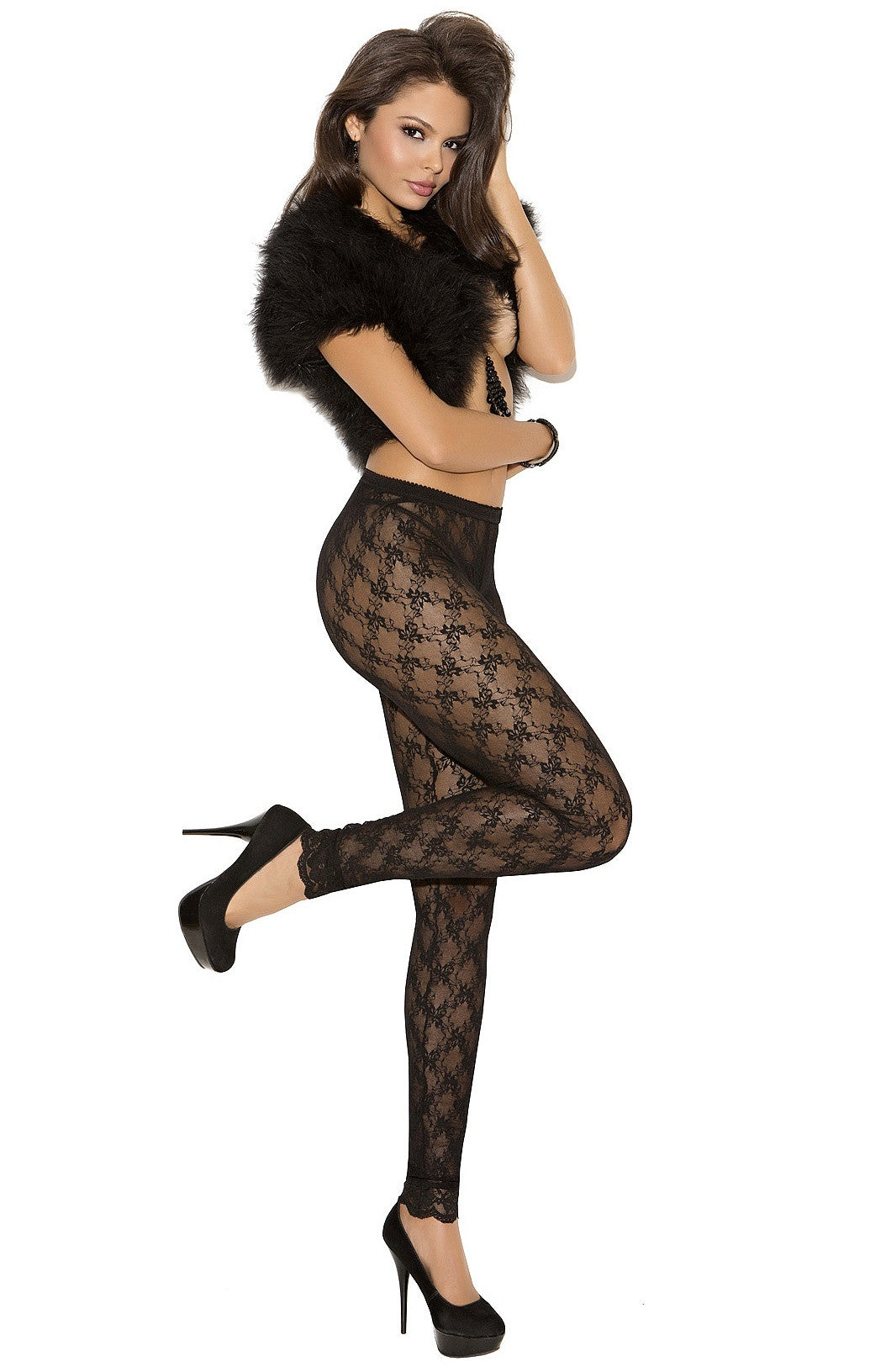 EM-1764 Black lace leggings - Sexylingerieland