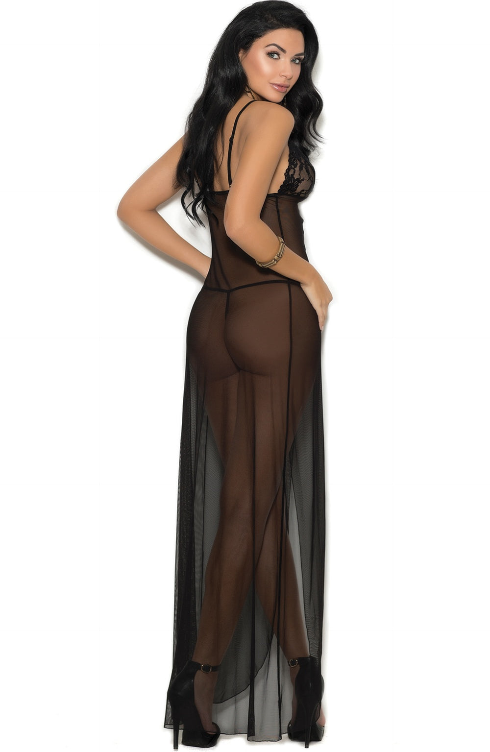 Luxury black night gown - Sexylingerieland